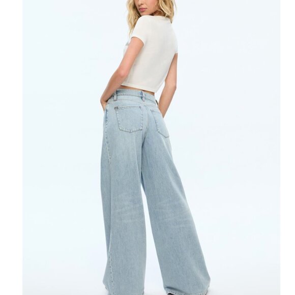 Alice + Olivia HARPER MID RISE SUPER BAGGY JEAN Rockstar Blue 29 $330 - Picture 2 of 12